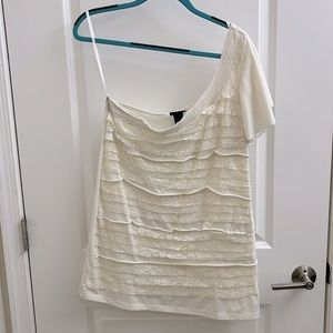 Torrid One Shoulder Cream Ruffle Layered Top